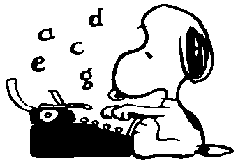 Snoopy on a writing on a typewriter (trns) -- beagle-t.gif