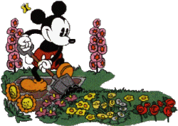 Mickey Mouse in a rose garden -- mm1-t.gif