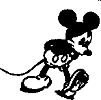 Depressed Mickey Mouse walking (about 1930) -- mp5-t.gif