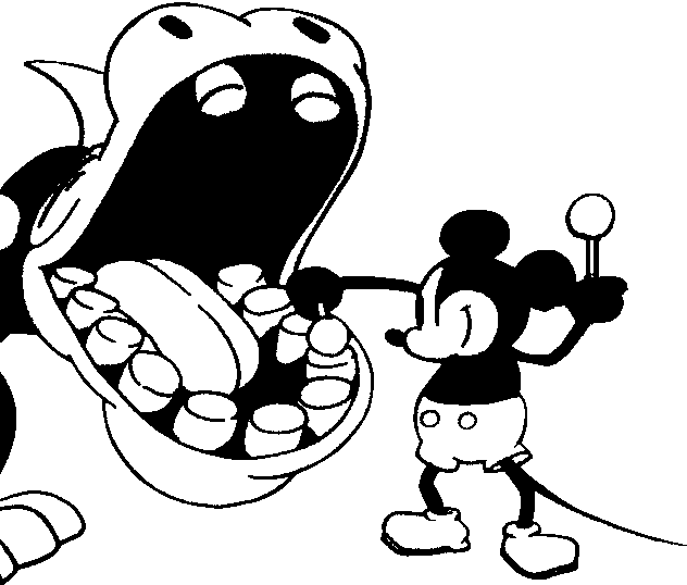 Mickey Mouse playing cow from Steamboat Willie (1928)