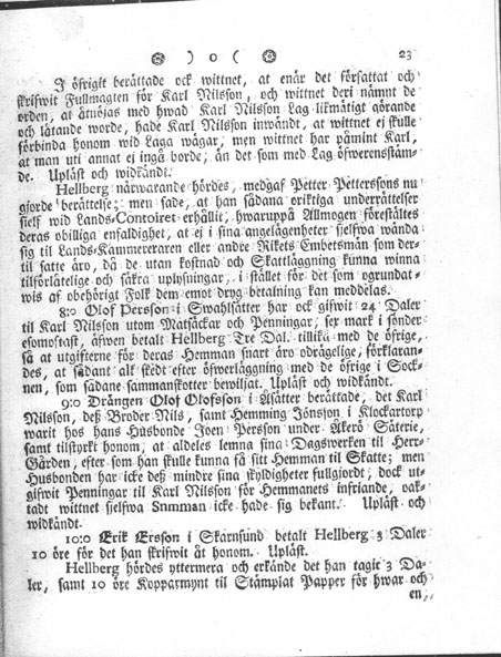 Jönåkers Urtima Härads-Rätts Protocoll och  laga kraft wundne Utslag, af den 2. Juni 1773...