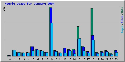 Hourly usage for January 2004