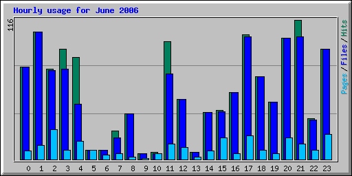 Hourly usage for June 2006