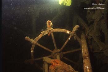 The auxiliary wheel at the stern.