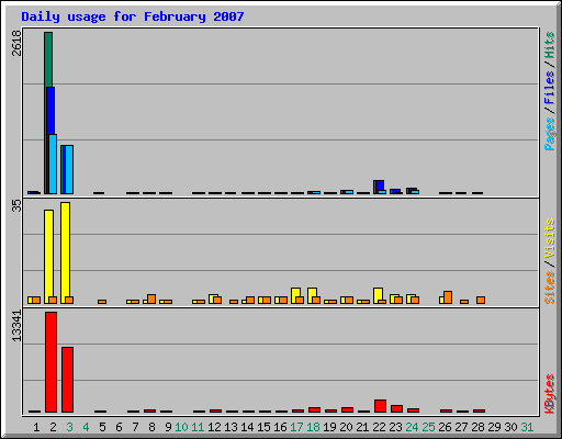 Daily usage for February 2007